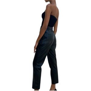 Aritzia Babaton Faux Leather Belted Pants in Black Size 2